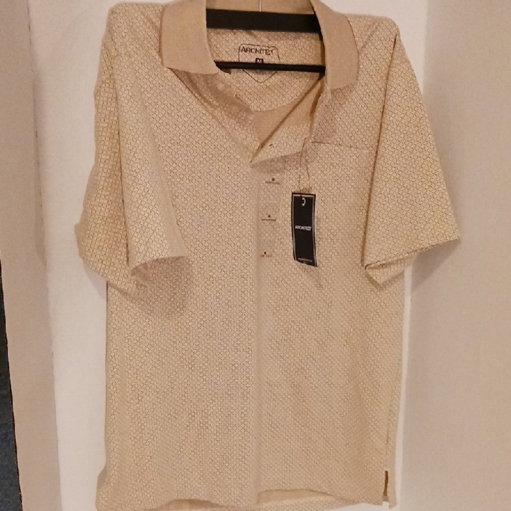 NWT New Architect Cream Short Sleeve Polo Shirt Business Casual Work Play Comfy